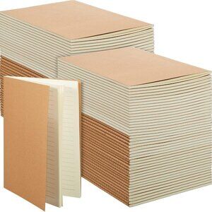 100 Pcs Kraft Notebook Journals 5.5 Inch x 8.3 Inch A5 Softcover Notebooks Bulk